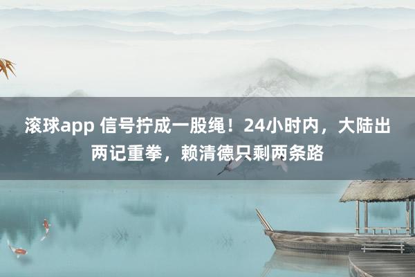 滚球app 信号拧成一股绳！24小时内，大陆出两记重拳，赖清德只剩两条路