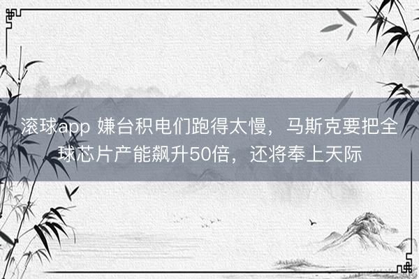 滚球app 嫌台积电们跑得太慢，马斯克要把全球芯片产能飙升50倍，还将奉上天际