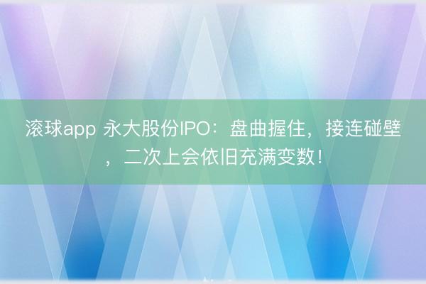 滚球app 永大股份IPO：盘曲握住，接连碰壁，二次上会依旧充满变数！