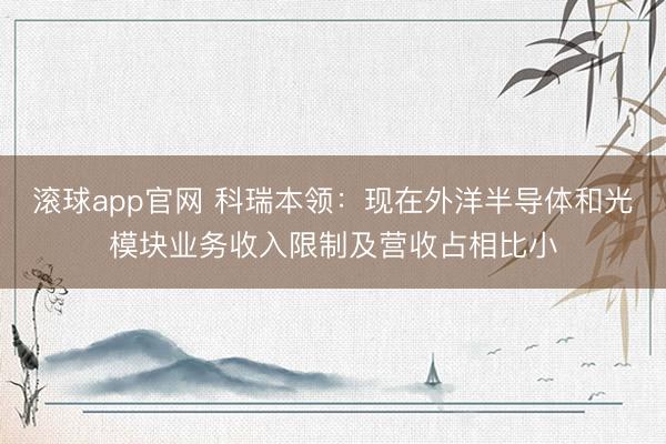 滚球app官网 科瑞本领：现在外洋半导体和光模块业务收入限制及营收占相比小