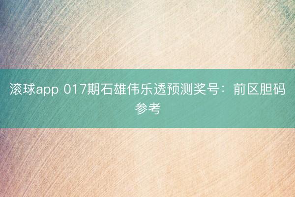 滚球app 017期石雄伟乐透预测奖号：前区胆码参考