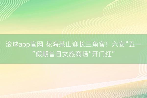 滚球app官网 花海茶山迎长三角客！六安“五一”假期首日文旅商场“开门红”